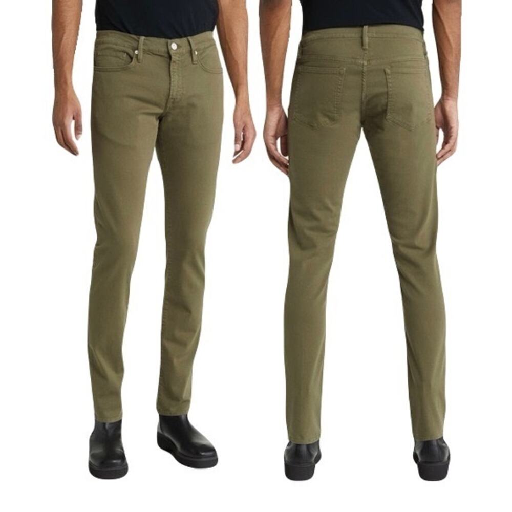 NWOT FRAME Pants Men 30 L'Homme-Slim Twill Stretch Garage-Fatigue/Olive-Green